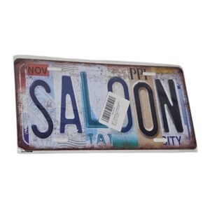 Metal "Saloon" License Plate Sign Decor